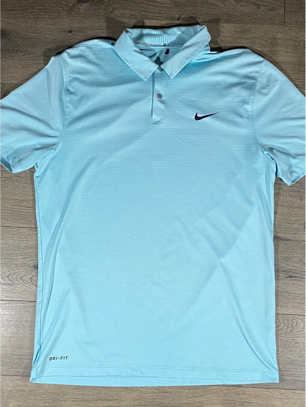 Nike Tiger Woods Collection Polo Men's M Aqua Blue Dri-FIT Golf Shirt